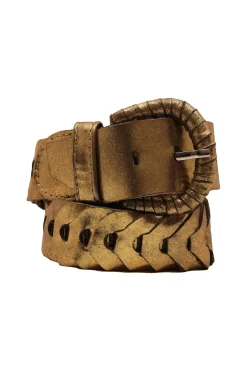 Outlet Carolina Plaited Jeans Belt Metallic Dark Gold