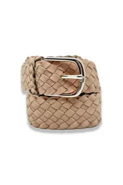 Hot Carolina Plaited Jeans Belt Nude Soft Leather