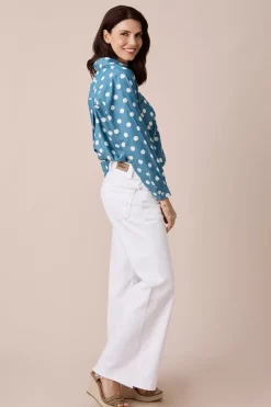 Outlet Carolina Polka Dots Collared Shirt Navy