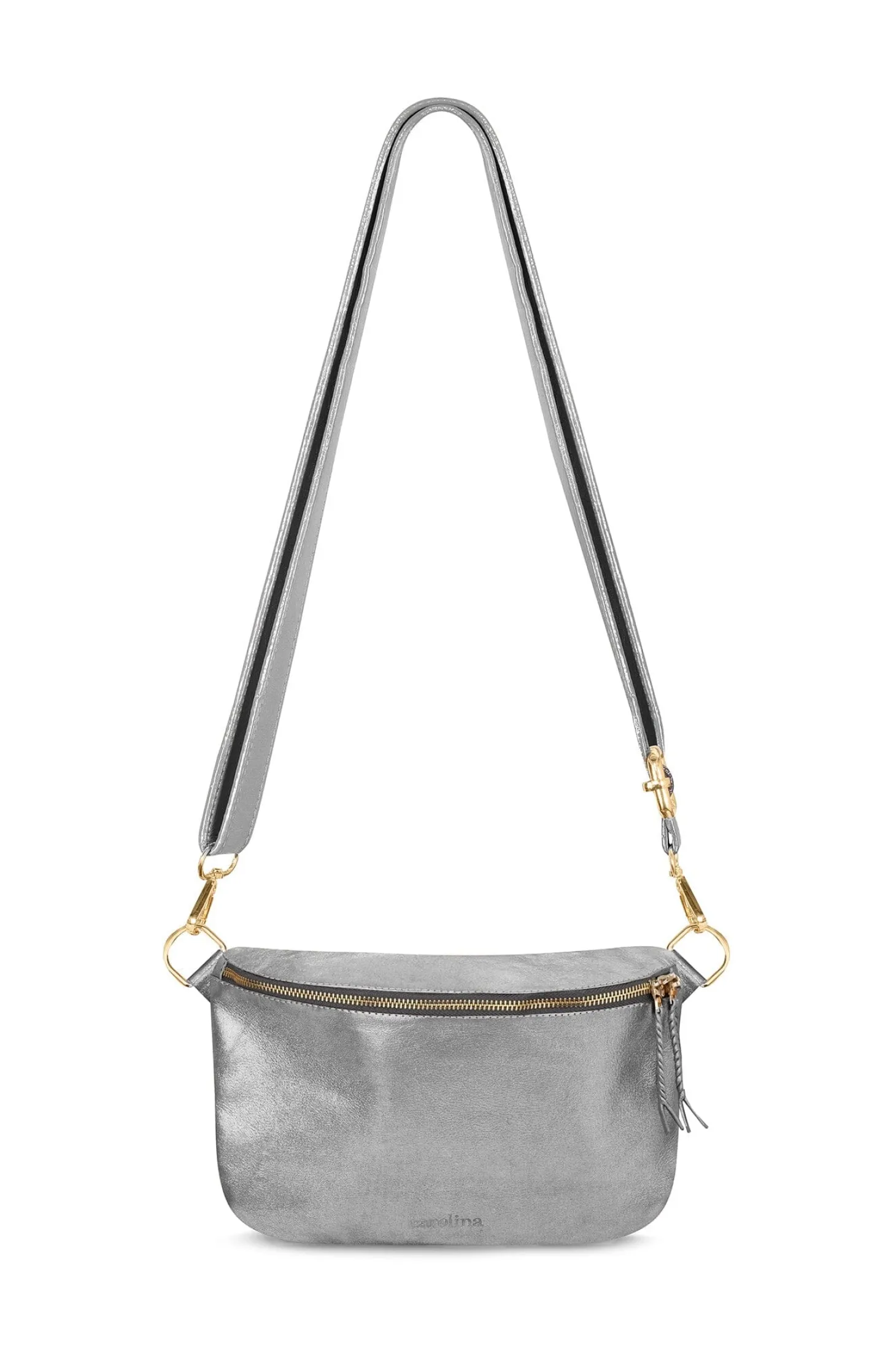 Online Carolina Ramona Leather Handbag Silver Metallic
