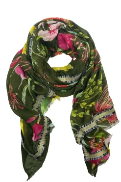 Sale Carolina Rebekah Floral Modal Scarf Olive