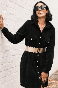 New Carolina Remi Corduroy Dress Black