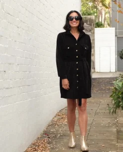 New Carolina Remi Corduroy Dress Black