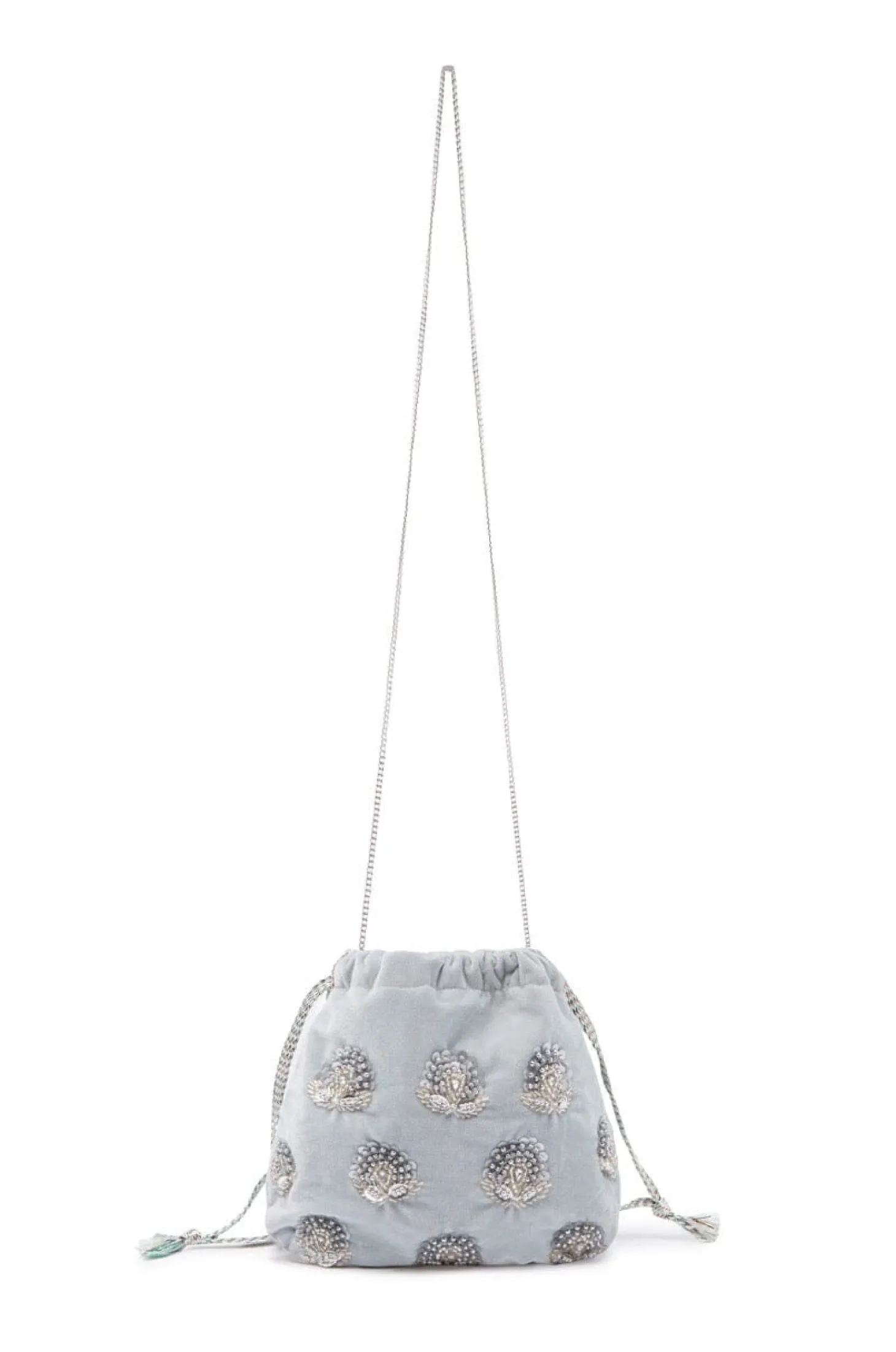 Hot Carolina Rhiannon Velvet Drawstring Bag Grey