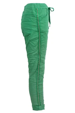 Shop Carolina Rhinestone Side Stripe Crinkle Jogger Lime Green