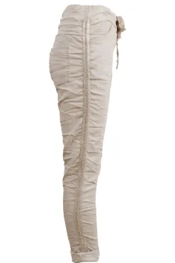 Sale Carolina Rhinestone Side Stripe Crinkle Jogger Sand
