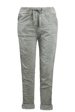 Fashion Carolina Rhinestone Side Stripe Crinkle Jogger Aloe