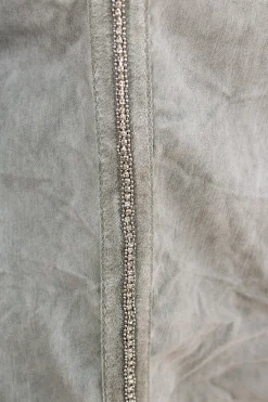 Fashion Carolina Rhinestone Side Stripe Crinkle Jogger Aloe