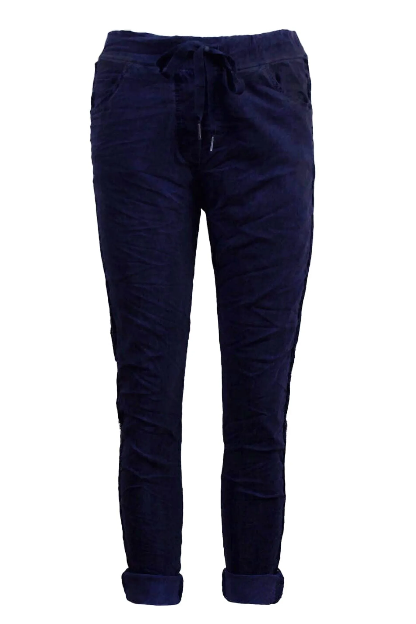 Cheap Carolina Rhinestone Side Stripe Crinkle Jogger Navy
