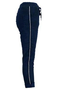 Cheap Carolina Rhinestone Side Stripe Crinkle Jogger Navy