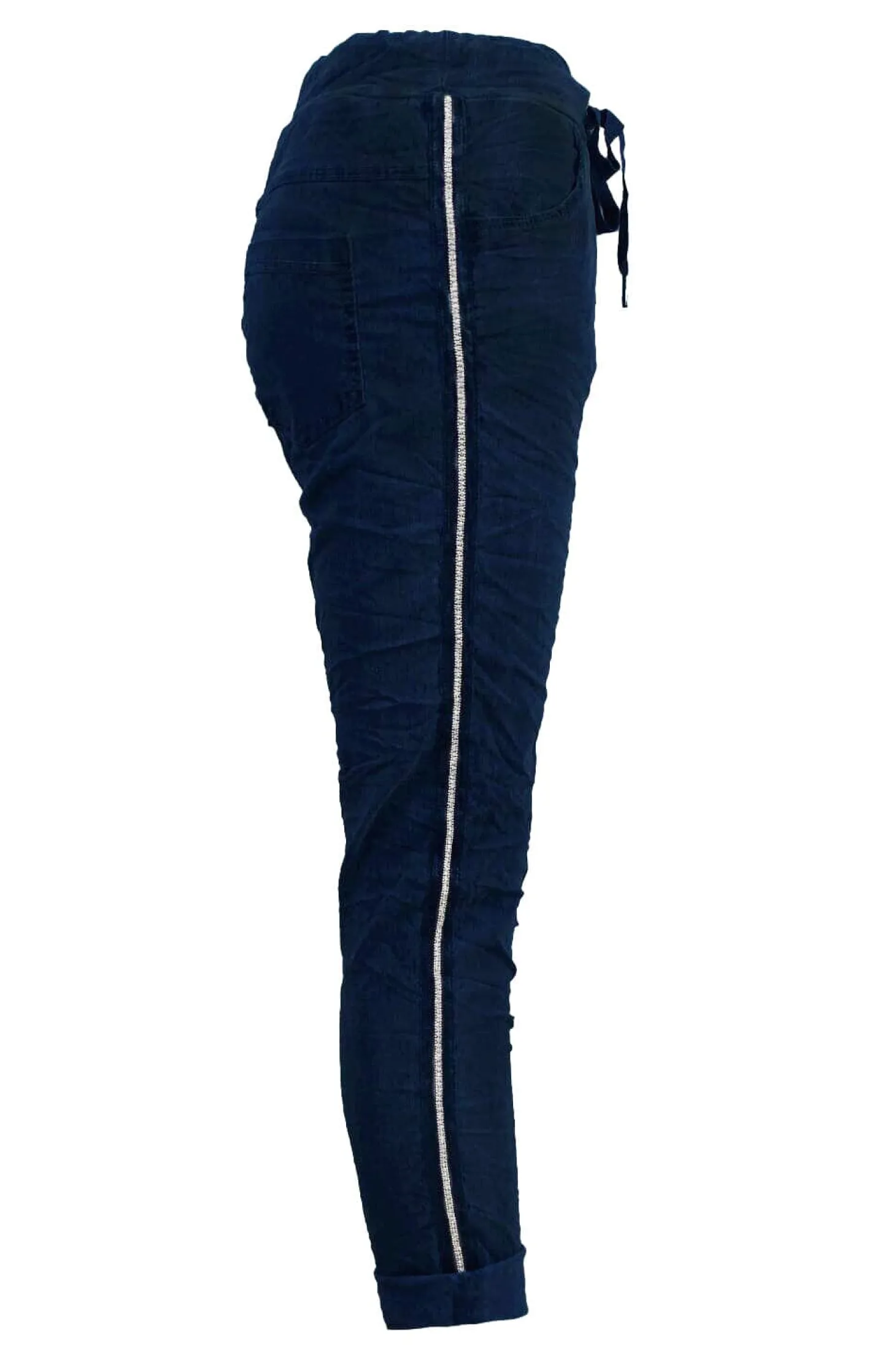 Cheap Carolina Rhinestone Side Stripe Crinkle Jogger Navy