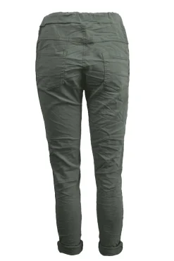 Discount Carolina Rhinestone Side Stripe Crinkle Jogger Olive