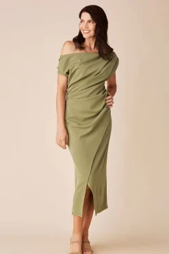 Shop Carolina Roslyn Dress Olive-Pre Order