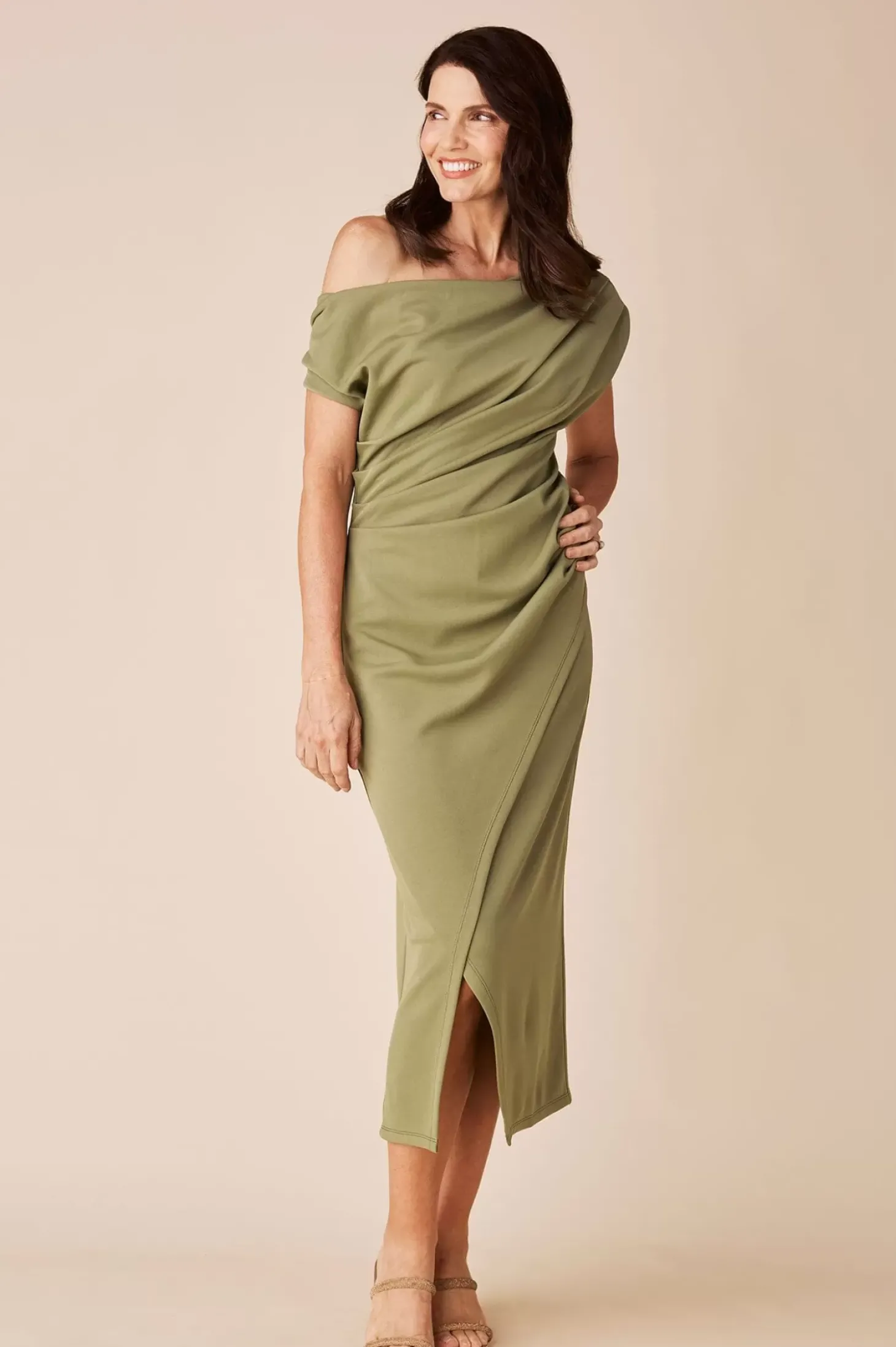 Shop Carolina Roslyn Dress Olive-Pre Order