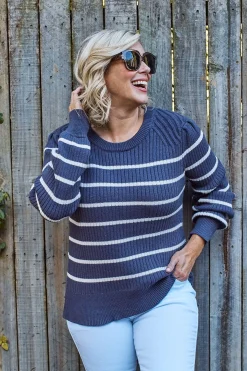 Online Carolina Sarah Sweater Navy and Ivory