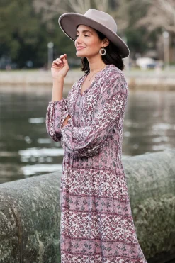 Sale Carolina Shayla Long Sleeve Dress Blush
