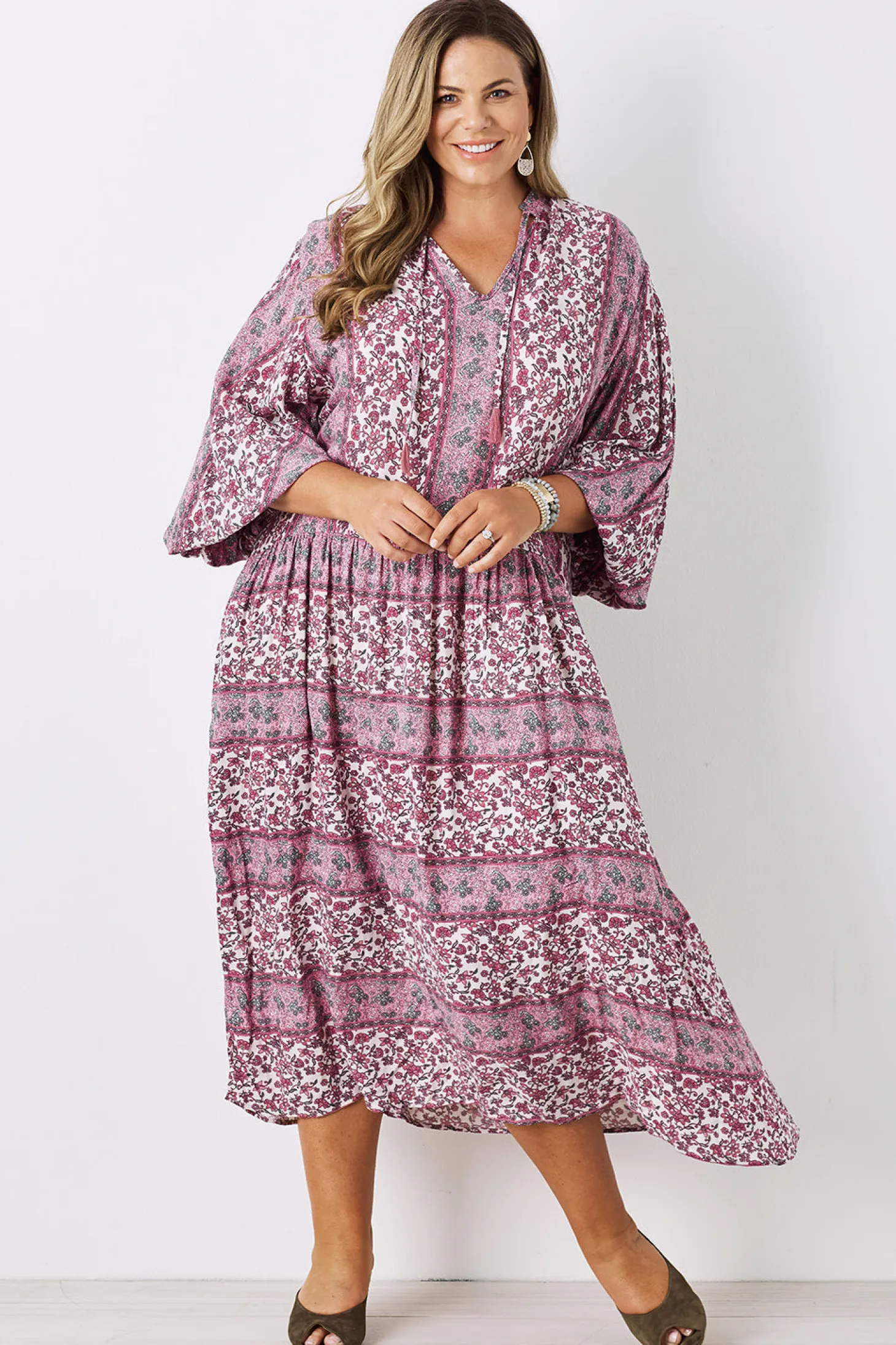 Sale Carolina Shayla Long Sleeve Dress Blush