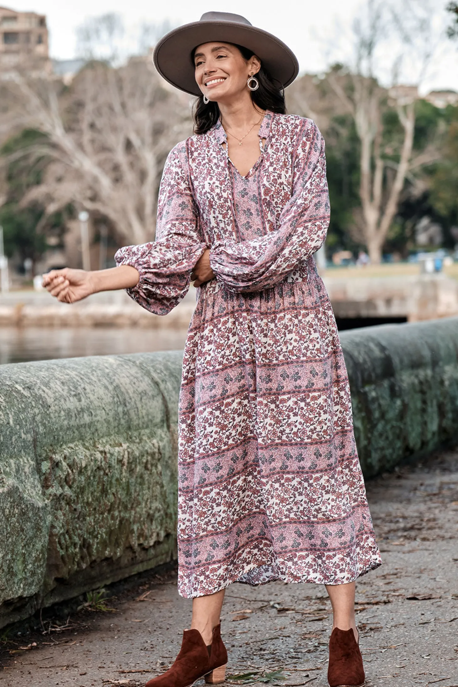 Sale Carolina Shayla Long Sleeve Dress Blush