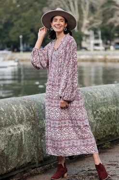 Sale Carolina Shayla Long Sleeve Dress Blush