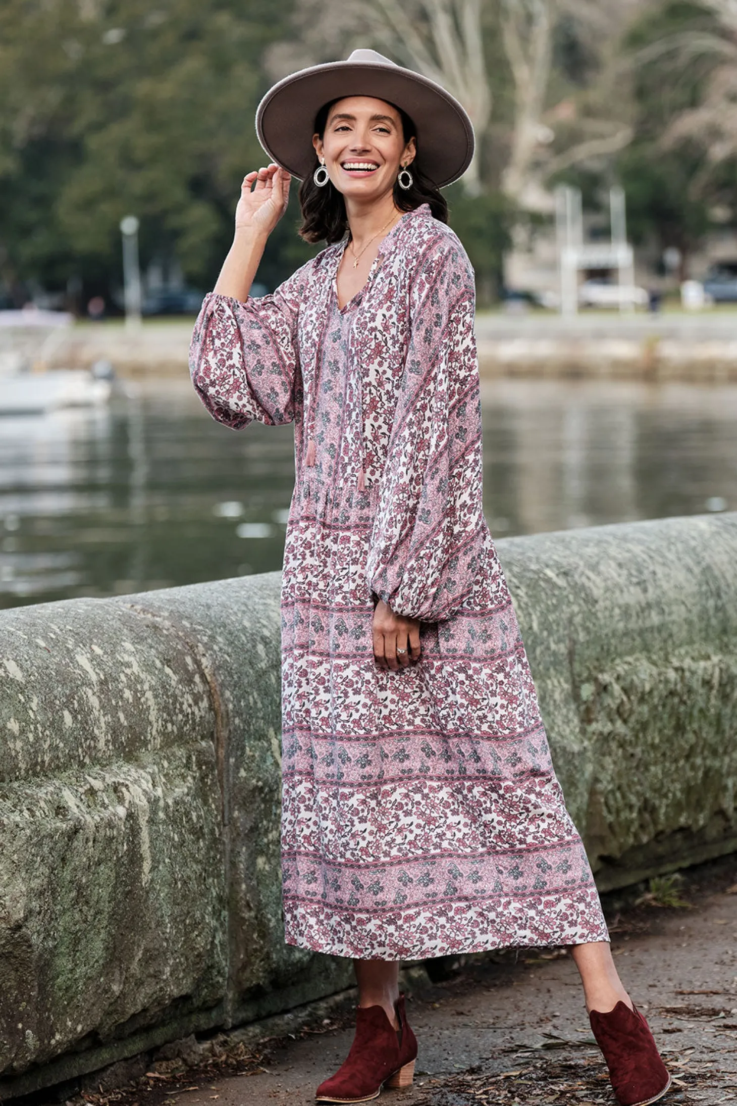 Sale Carolina Shayla Long Sleeve Dress Blush