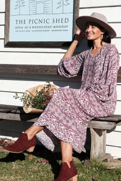 Sale Carolina Shayla Long Sleeve Dress Blush