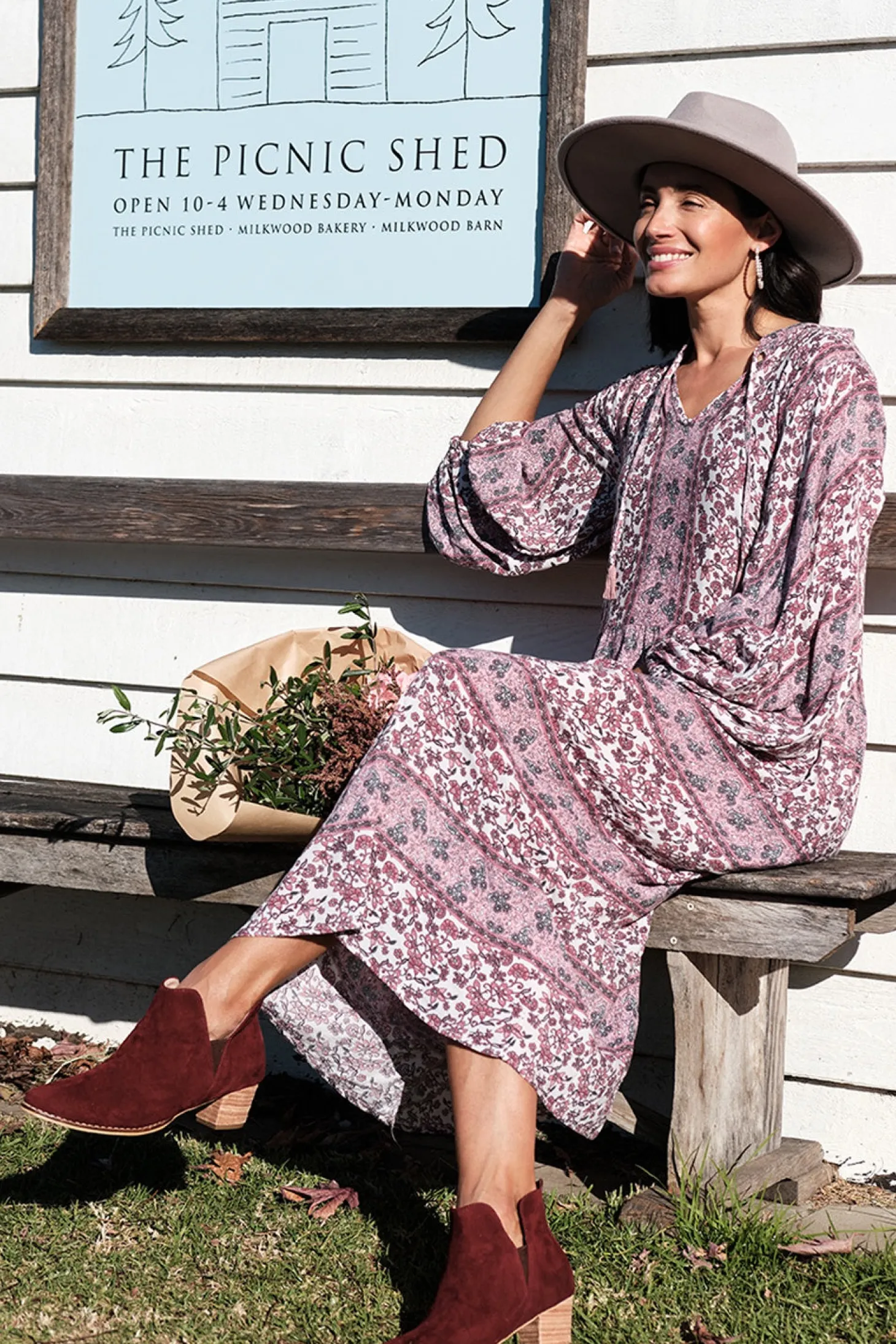 Sale Carolina Shayla Long Sleeve Dress Blush