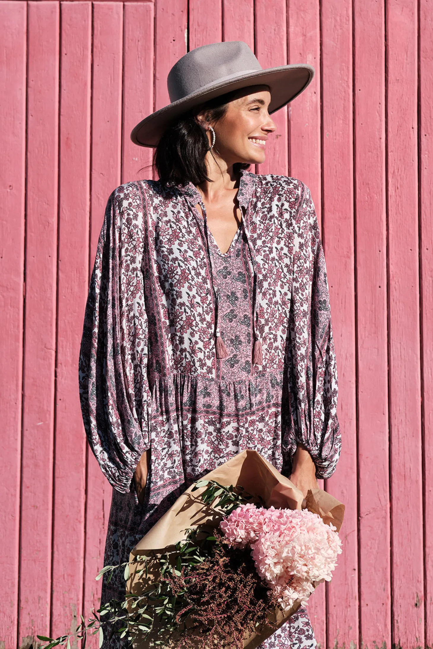 Sale Carolina Shayla Long Sleeve Dress Blush
