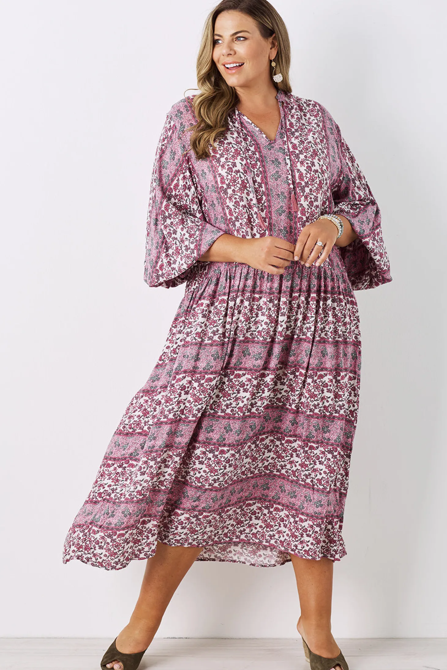 Sale Carolina Shayla Long Sleeve Dress Blush