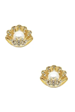 Fashion Carolina Shell Pearl Earrings Gold
