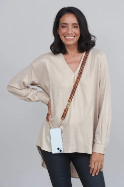 Clearance Carolina Shyla Acrylic Mobile Phone Strap Nude and Tan