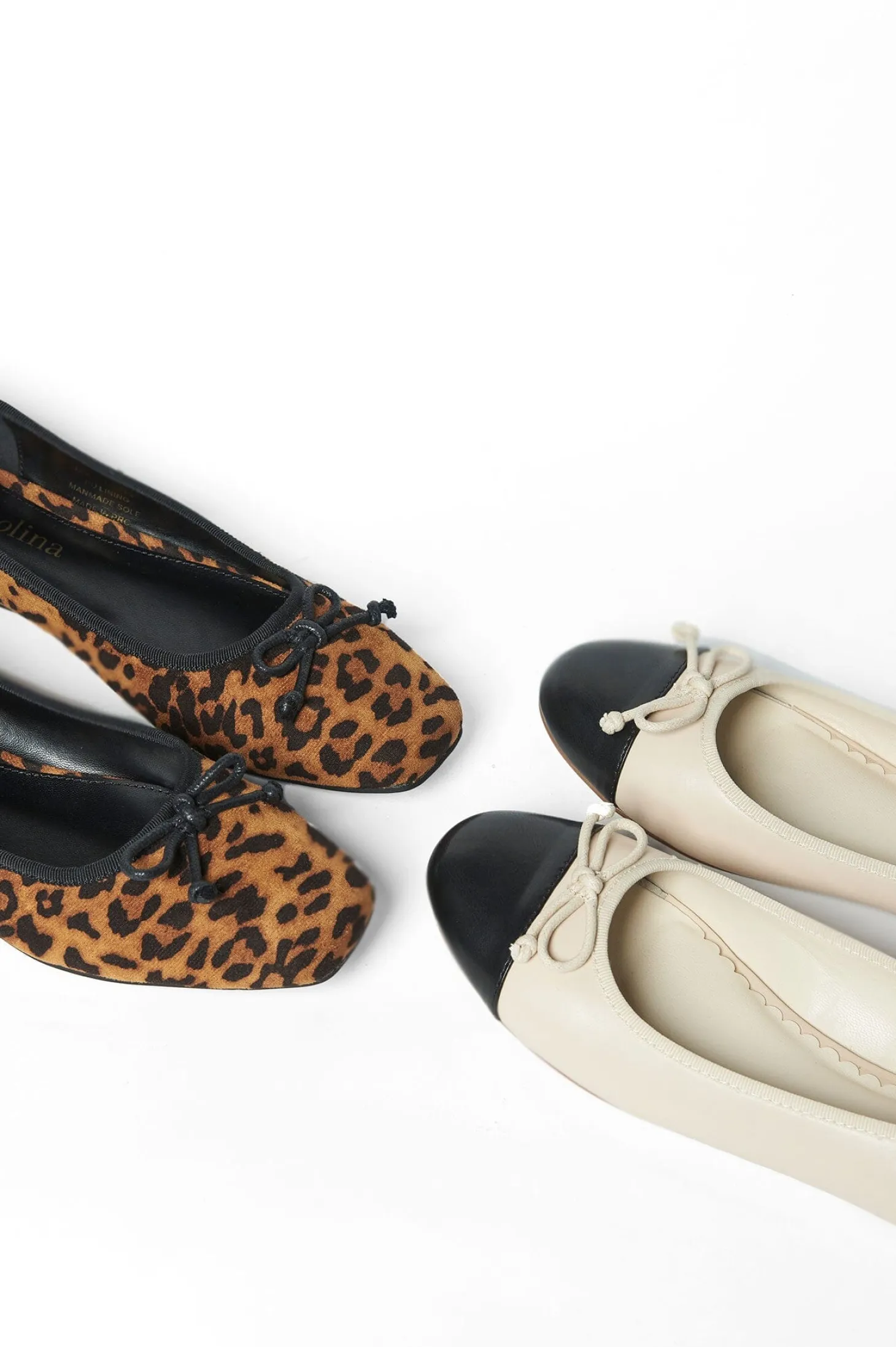 Store Carolina Soraya Ballet Flats Nude With Black Toe Cap