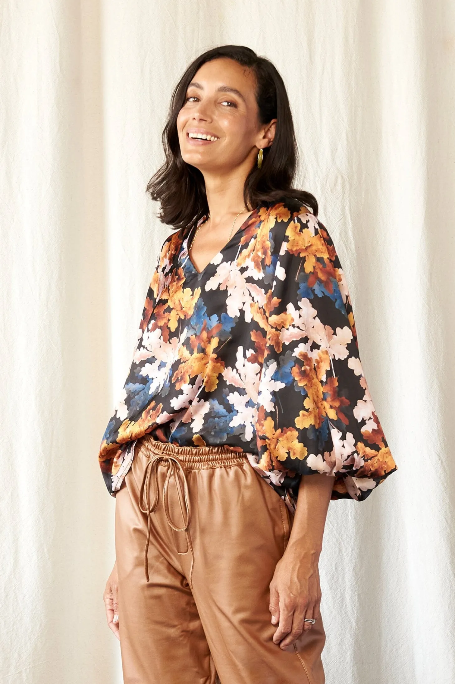 Sale Carolina Sovana Long Sleeve Top in Cassia Print