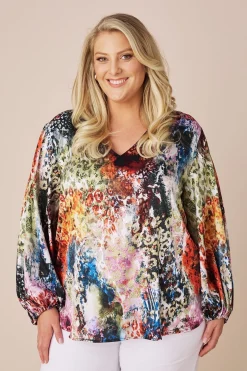 Hot Carolina Sovana Long Sleeve Top in Luisa Print