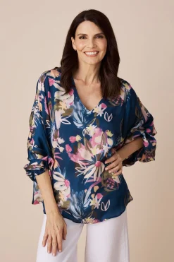 Clearance Carolina Sovana Long Sleeve Top in Minka Print