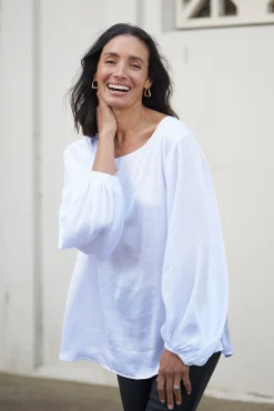 Cheap Carolina Sovana Round Neck Long Sleeve Top White
