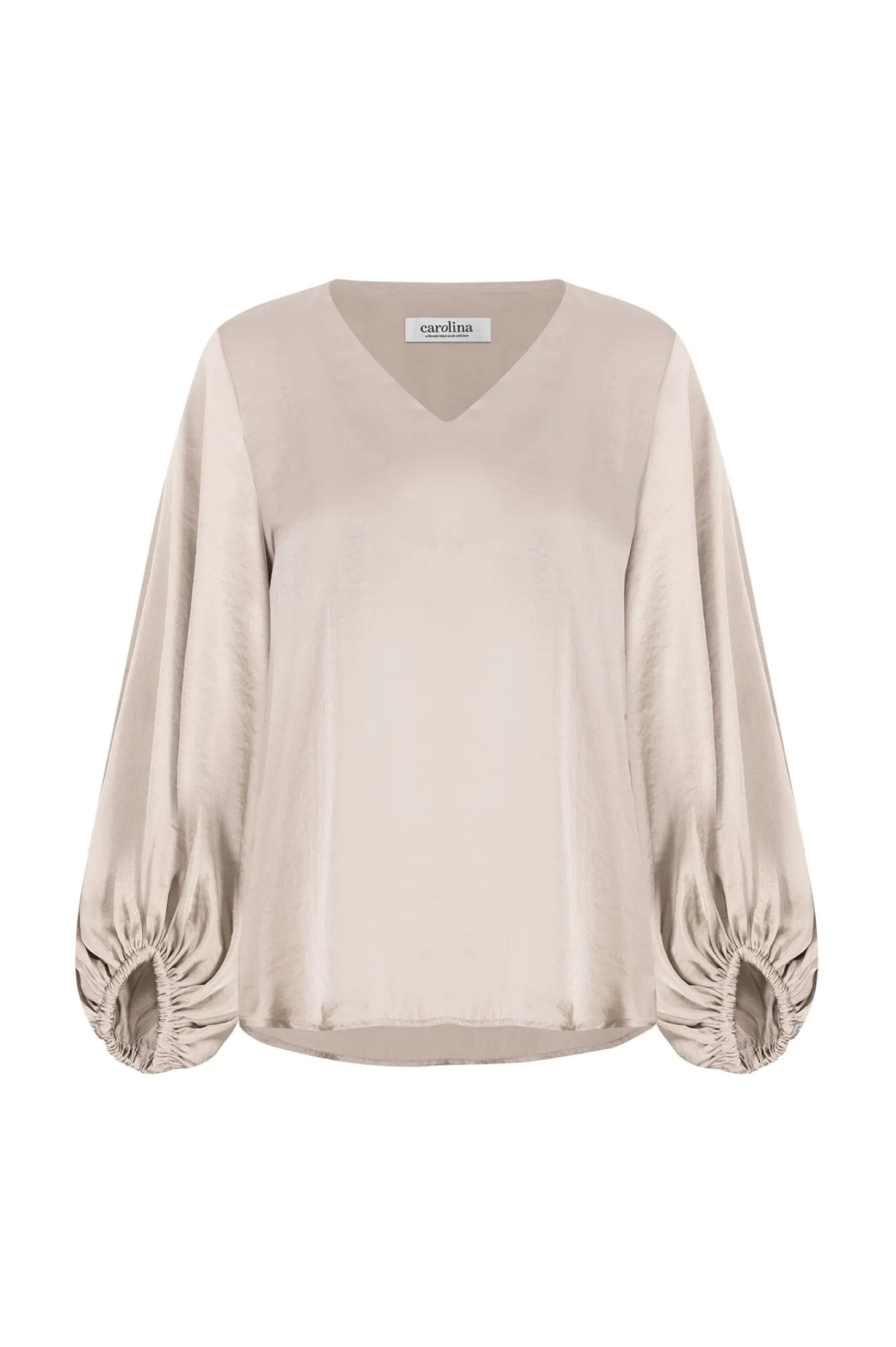 Hot Carolina Sovana V-Neck Long Sleeve Top Almond
