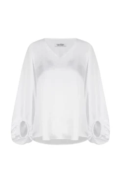 Cheap Carolina Sovana V-neck Long Sleeve Top White