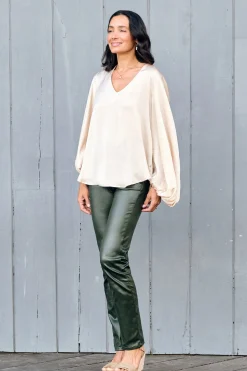 Online Carolina Sovana V-Neck Long Sleeve Top Light Gold