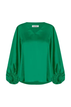 Cheap Carolina Sovana V-Neck Long Sleeve Top Emerald