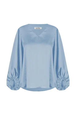 Cheap Carolina Sovana V-Neck Long Sleeve Top Blue Grey