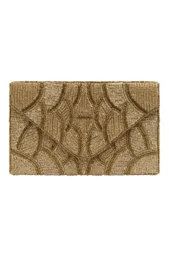 Cheap Carolina Stella Sequinned Clutch Bag Gold