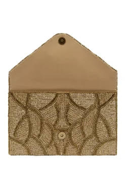 Cheap Carolina Stella Sequinned Clutch Bag Gold