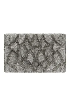 Sale Carolina Stella Sequinned Clutch Bag Silver