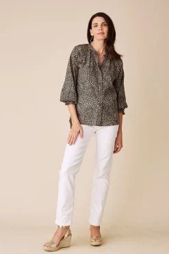 Hot Carolina Tasha Animal Print Top Camel
