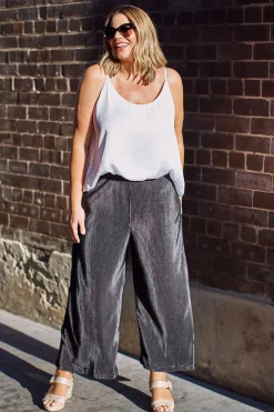 Outlet Carolina Tatiana Wide Leg Pleated Pants Black
