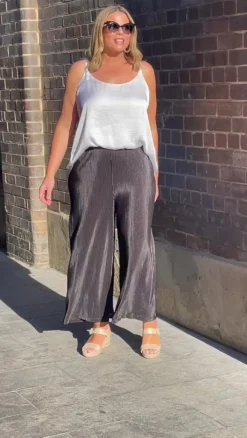 Outlet Carolina Tatiana Wide Leg Pleated Pants Black