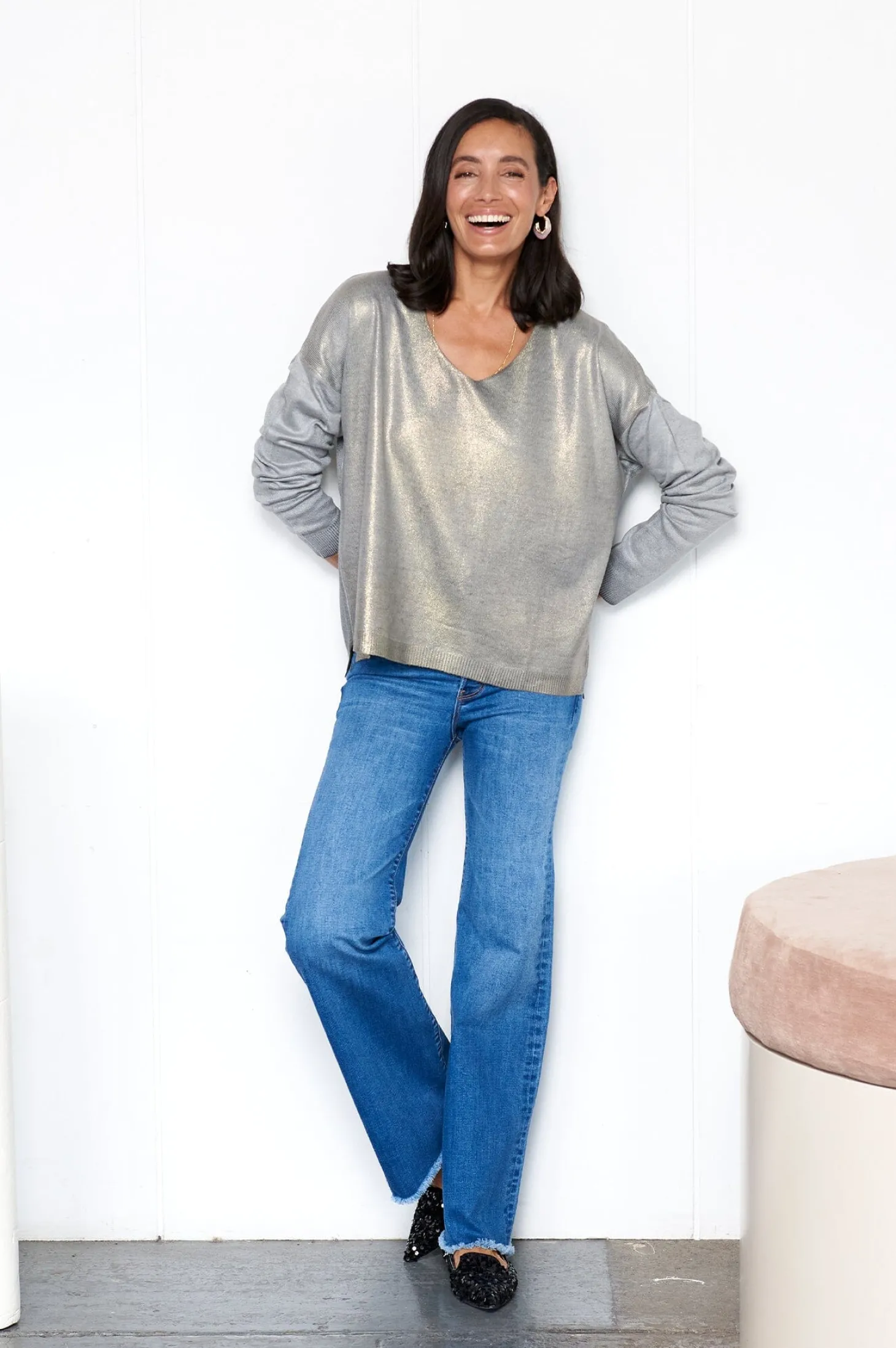 Store Carolina Teagan Shimmer Jumper Light Grey