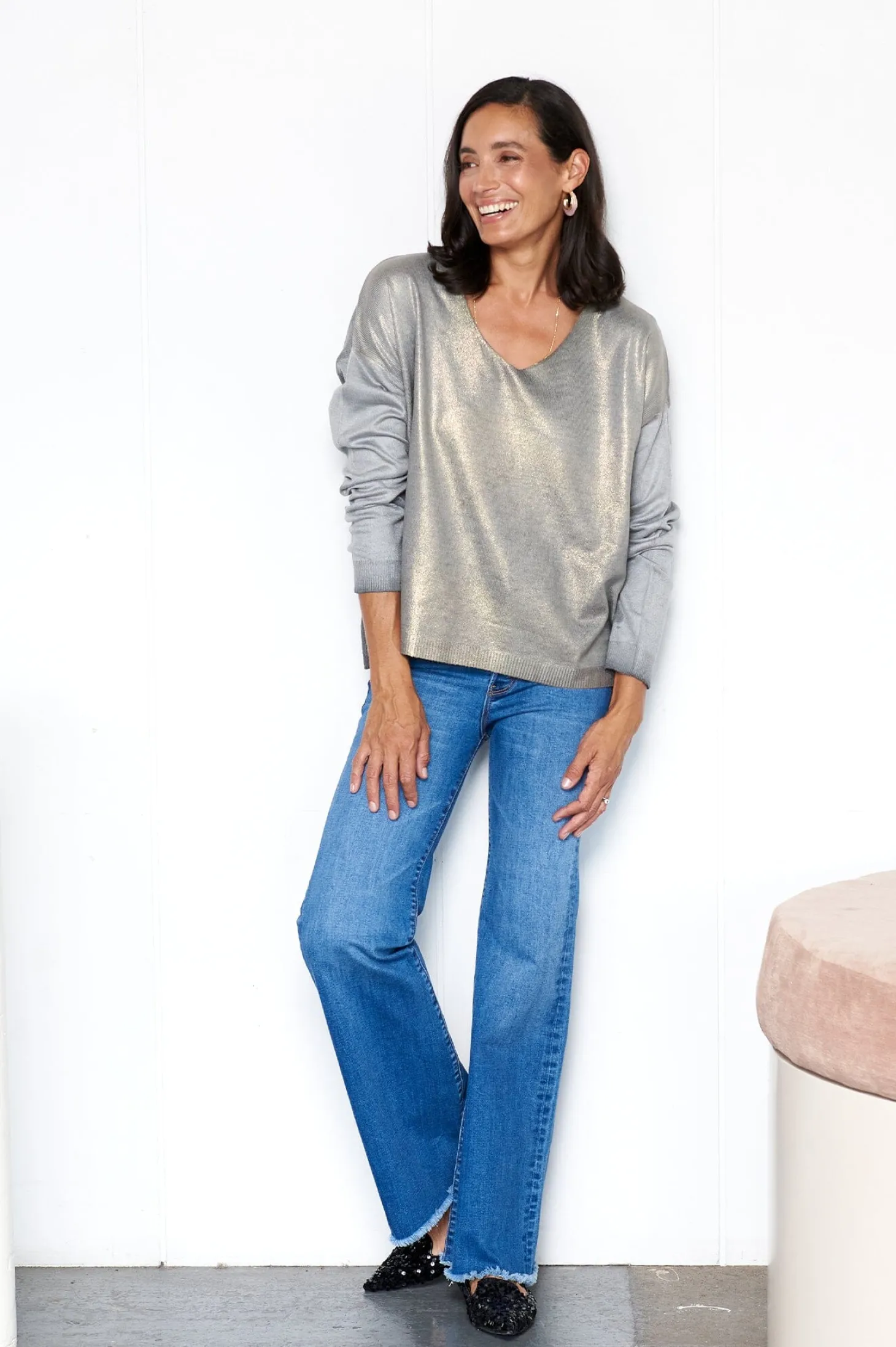 Store Carolina Teagan Shimmer Jumper Light Grey