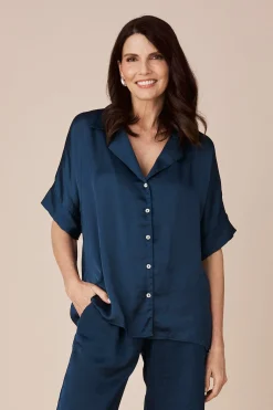 Best Sale Carolina Tory Short Sleeve Collared Shirt Navy