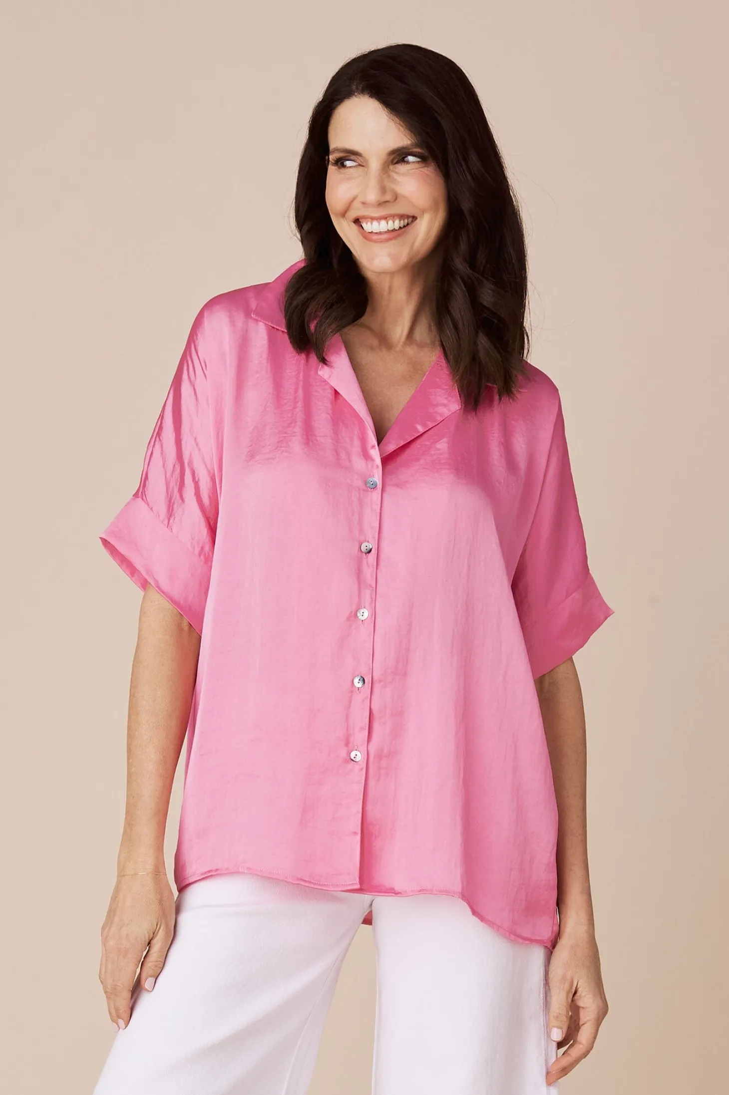 Cheap Carolina Tory Short Sleeve Collared Shirt Pink